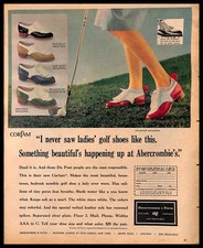1965 Abercrombie's Corfam Ladies Golf Shoes Vintage PRINT AD Du Pont Fashion