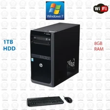HP Tower Dual Core 8GB RAM 1TB HDD DVD-RW Win7 32Bit Office 2021