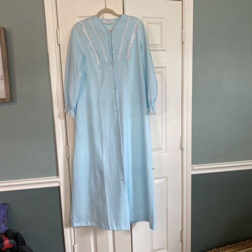 VTG Gossatd Artemis Pale Blue Robe Housecoat Poly… - image 1