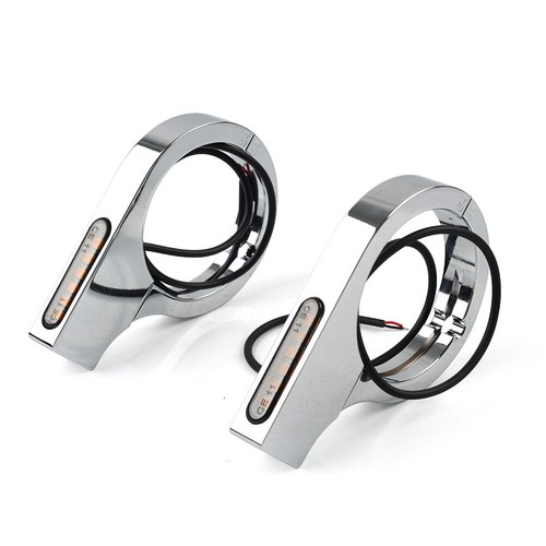 Chrome Motorcycle Fork Turn Signal Light Indicator LED Amber For Harley touring - Picture 6 of 10