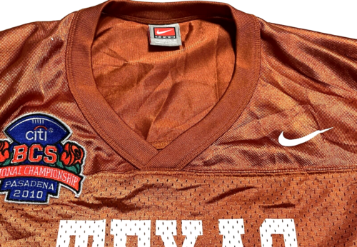 TEXAS LONGHORNS 12 Men 2010 BCS Champs Patch Burnt Orange Nylon Jersey XL Nike - Picture 2 of 14