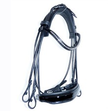 FSS ROLLED Anatomical Padded CROWN CUT AWAY Bridle Crystal Bling Curve Browband