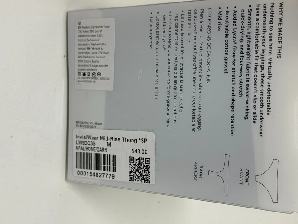 Tanga de tiro medio Lululemon Invisiwear talla mediana paquete de 3 HILOS DE HUESO FALL Foto 4 de 4