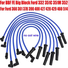 8PCS 10.5MM Spark Plug Ignition Wire For Ford 332 351C 351M 352 360 BBF HEI Blue