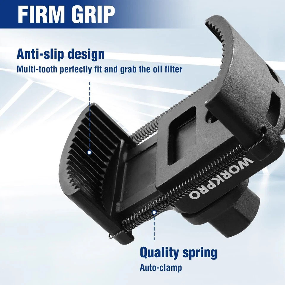 WORKPRO Universal Oil Filter Wrench Adjustable w/Auto-Clamp Spring Removal Tools - Image 4 of 4