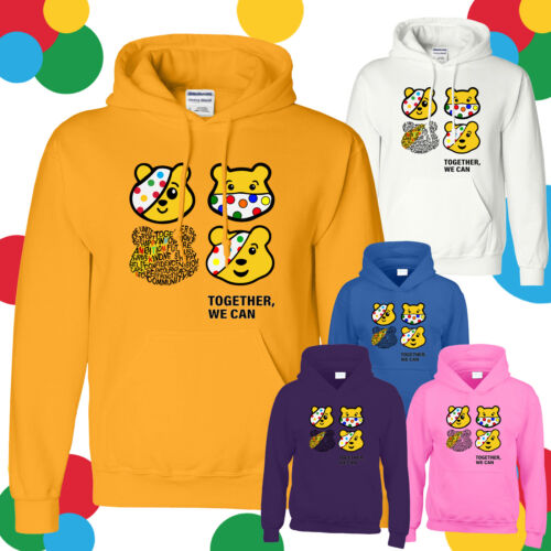 Spotty Day 2023 Pudsey Bear Kids Hoody Children In Need Boys Girls Xmas Hoodie - Afbeelding 1 van 26