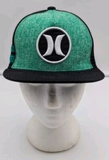 Vintage Hurley Sufer Skate Green Black Trucker Hat 6 panel Snapback EUC