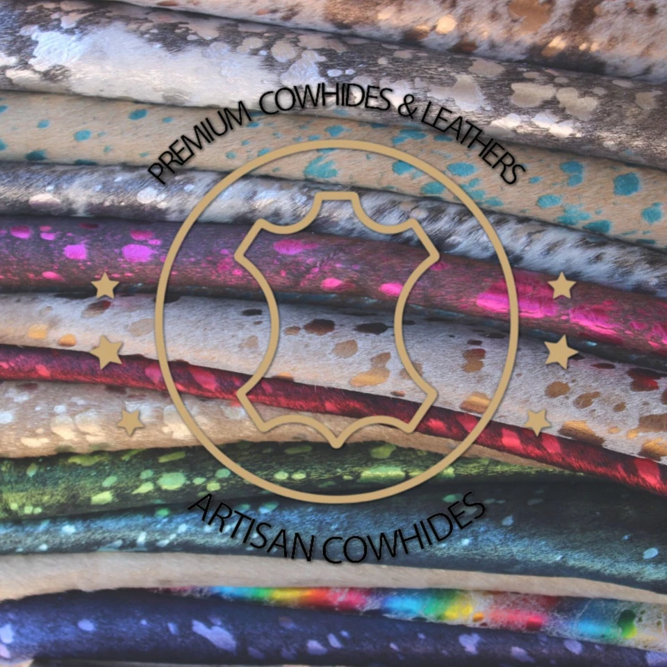 Alfombra de cuero de vaca premium lavada con ácido plateado sobre cuero de vaca marrón y blanco - XL 7 x 8 pies Foto 4 de 4