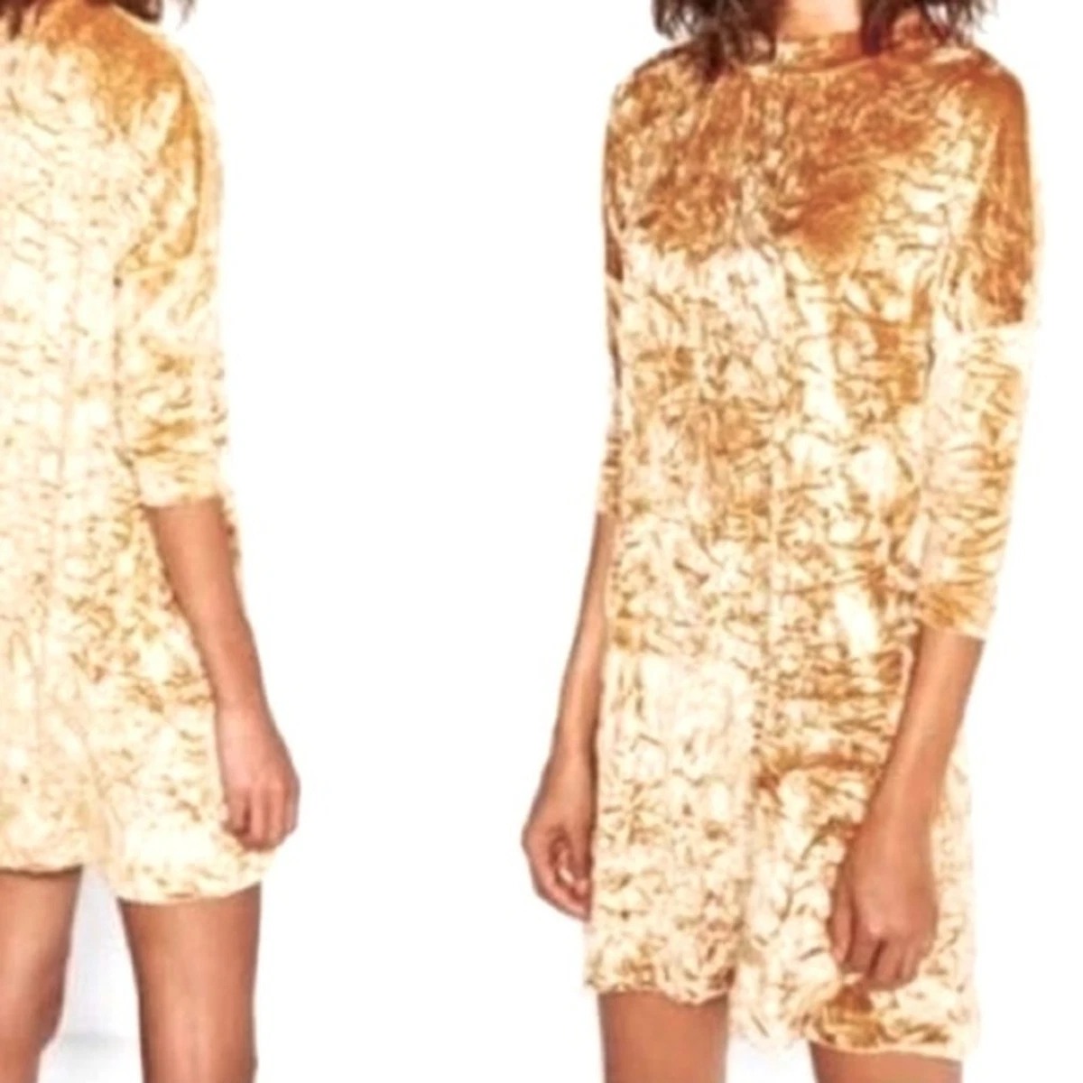 Zara yellow velvet hot sale dress
