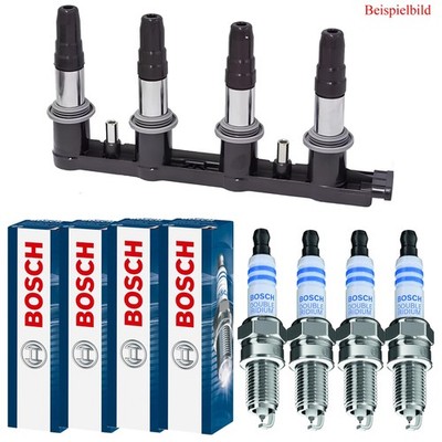 4x DELPHI Zündspule + 4x BOSCH Zündkerze Doppel Iridium für Opel Meriva B
