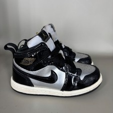 Kids Air Jordan 1 Mid Toddler Shoes Black Silver 7C FZ3939 001