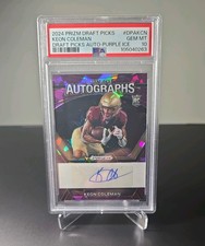 2024 Panini Prizm Draft Picks Autographs Keon Coleman Purple Ice /99 PSA 10 POP3