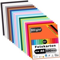 Perfect Ideaz 100 Blatt Fotokarton Din A6 20 Farben 300G Bastelkarton Bunt Pappe