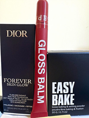 Dior Forever Skin Glow, Huda Beauty Easy Bake & Sephora Gloss Balm + Freebies