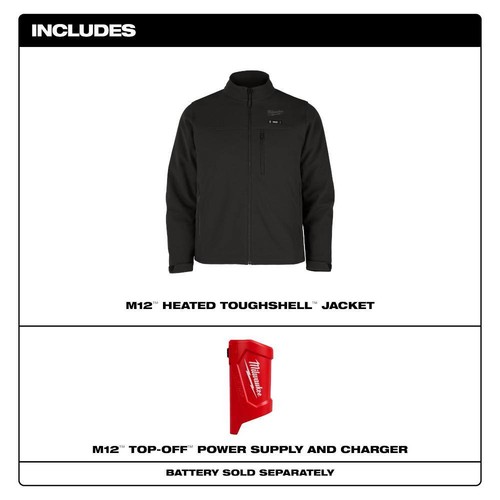 Milwaukee Men's X-Large M12 12V TOUGHSHELL Black Heated Jacket (Jacket ONLY) - Picture 4 of 15