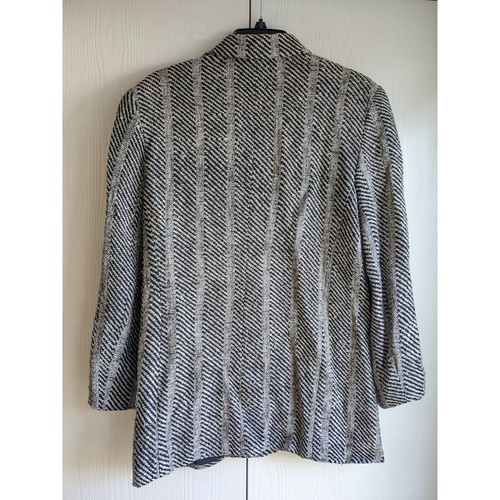 Emil Ratenberg Women's Black & White Striped Hand Woven Silk Blazer Size M - Picture 2 of 3