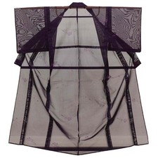 Vintage Japanese Kimono Silk Jacket Summer Komon Purple Sha uu0809b