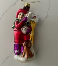 VTG BLOWN GLASS LETTER TO SANTA MAILBOX ORNAMENT