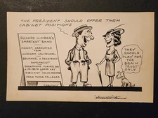 1934 Henry Harmony Original Pen/Ink Cartoon Art @ Microphone "Smartest Band"