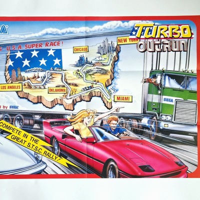 Sega Turbo Outrun Arcade Art Poster Large 41'' x 29'' Original New Old Stock