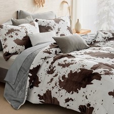 Velvet Flannel King Comforter Set- Cow Print Western Style Blanket,Luxury Fuz...