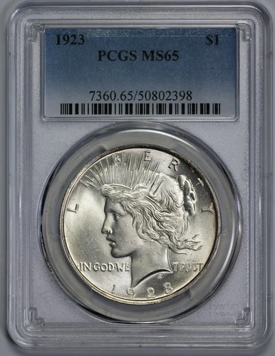1923 Peace Silver $1 Dollar PCGS MS 65