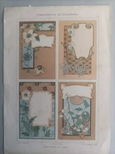 Circa 1920 Liberty Art Nouveau Floral Motifs Ex Libris By Erdmann