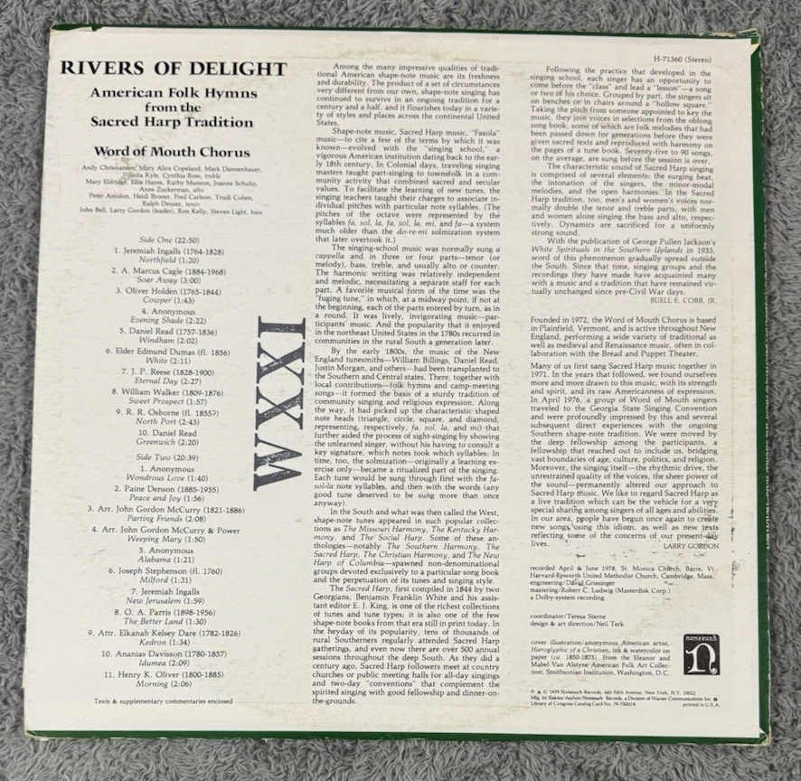 Rivers of Delight American Fold Hymns Sacred Harp Word of Mouth Chorus Nonesuch - Image 2 of 4