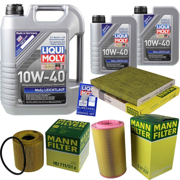 Mann Inspektionspaket 7L Liqui Moly Leichtlauf 10W-40 FüR Peugeot Boxer Kasten-image