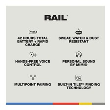 Skullcandy Rail XT True Wireless Ear Earbuds, True Black S2RLW 7