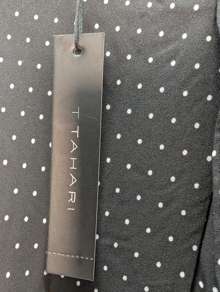 NUEVO CON ETIQUETAS Tahari Mujer Lunares Midi Falda Volantes Talla 14 NUEVA Foto 3 de 4