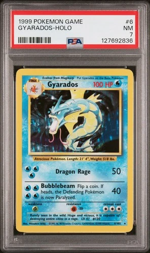 1999 POKEMON BASE SET UNLIMITED #6 GYARADOS-HOLO PSA 7