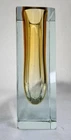 Vintage Mid-century Modern MURANO Sommerso Glass Vase, Amber Yellow