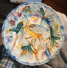 Antique Wasmuel   Pottery Plate With A Bird In A Cherry Tree