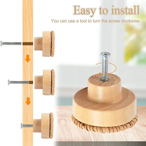 16Er-Pack KommodenknöPfe Aus Boho-Rattan, Runde SchrankknöPfe, HolzmöBel- u7573 - Bild 8 von 8