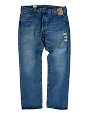 Levi's 501 Blue Medium Wash Stretch Straight Leg Denim Jeans Men's Size 36 X 30