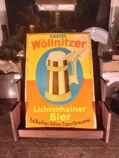 altes Blechschild Jena Wöllnitz Lichtenhain Brauerei Bier Schild Emaille Antik