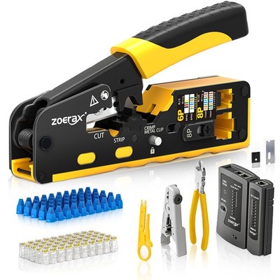 Cat7 RJ45 Crimping Tool, Cat 7 Cat6 Cat5 Pass through Ethernet Crimping Tool Kit