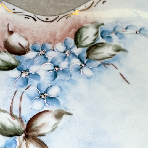 3 Vintage Blau Vergissmeinnicht Gold Blumen Waschtisch Porzellan Schale Limoges Piccard - Bild 12 von 15