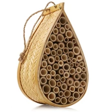 Mason Bee House, Natural Bamboo, Hanging Teardrop Hive Hotel Habitat for Garden