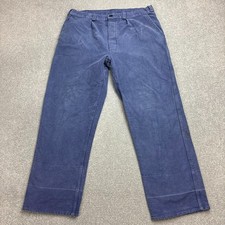 VINTAGE French Trousers Adult 34x28 Blue Workwear Moleskin Chore Utility Men