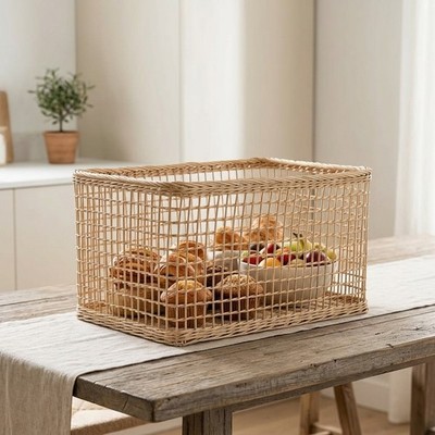 Plant Fiber Rattan Storage Basket, Modern Minimalist Kitchen Organizer