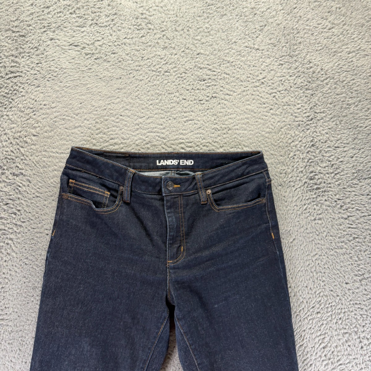 Lands End Jeans Womens 10 Blue Cotton Denim Straight Mid-Rise