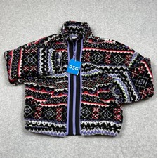 DSG Youth Girls Size S Cozy Fleece Full Zip Jacket Funky Fair Isle NWT