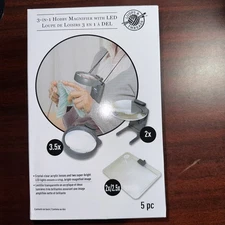 Loops & Threads 3 In 1 Hobby Magnifier with LED Light 5 Piece Set  Used 2 Times