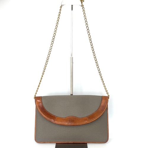 Dior Flap bag Gold Chain PVC Leather Authentic