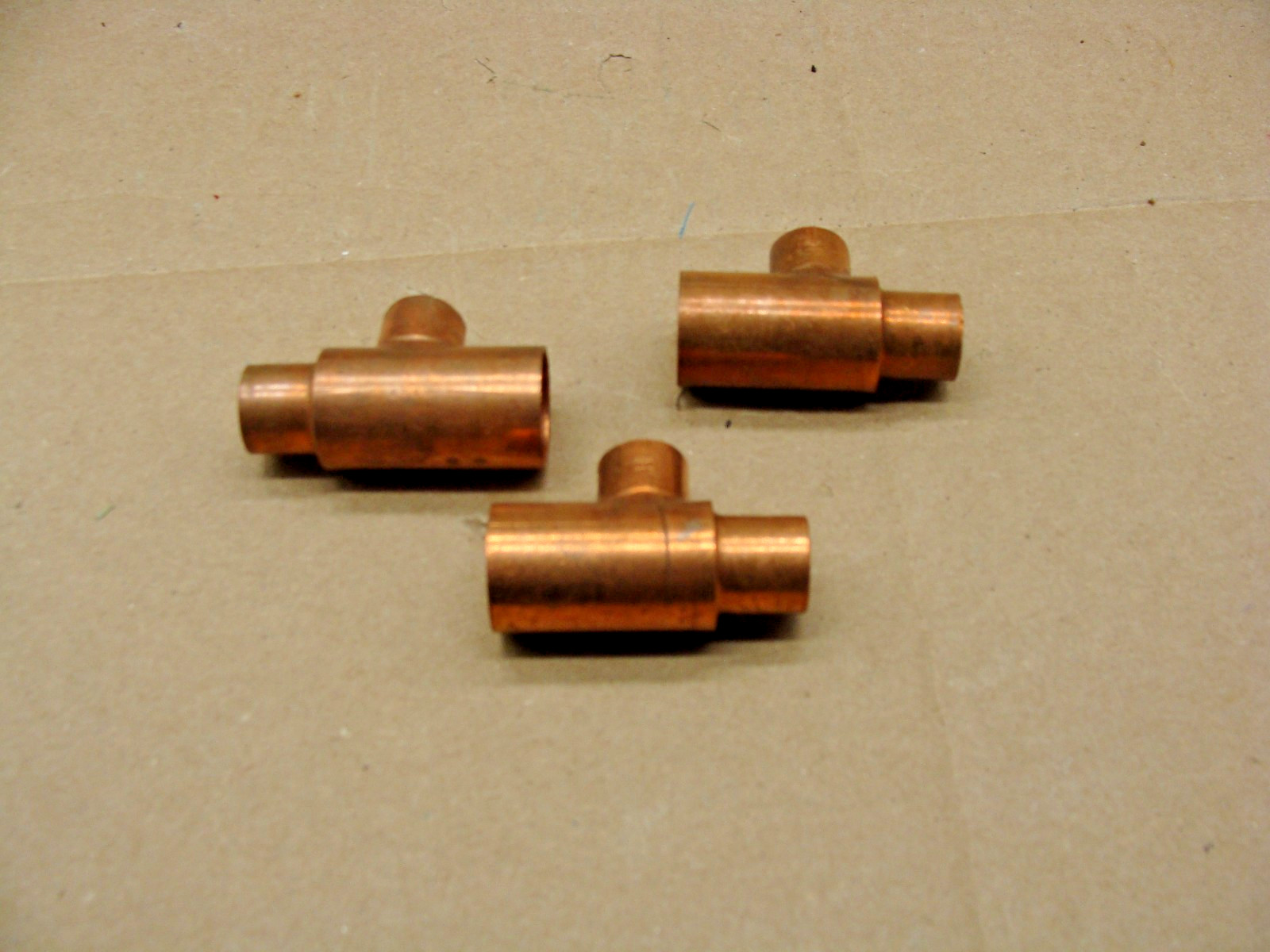 3/4" X 1/2" X 1/2" COPPER SWEAT TEE FITTING  LOT OF 3