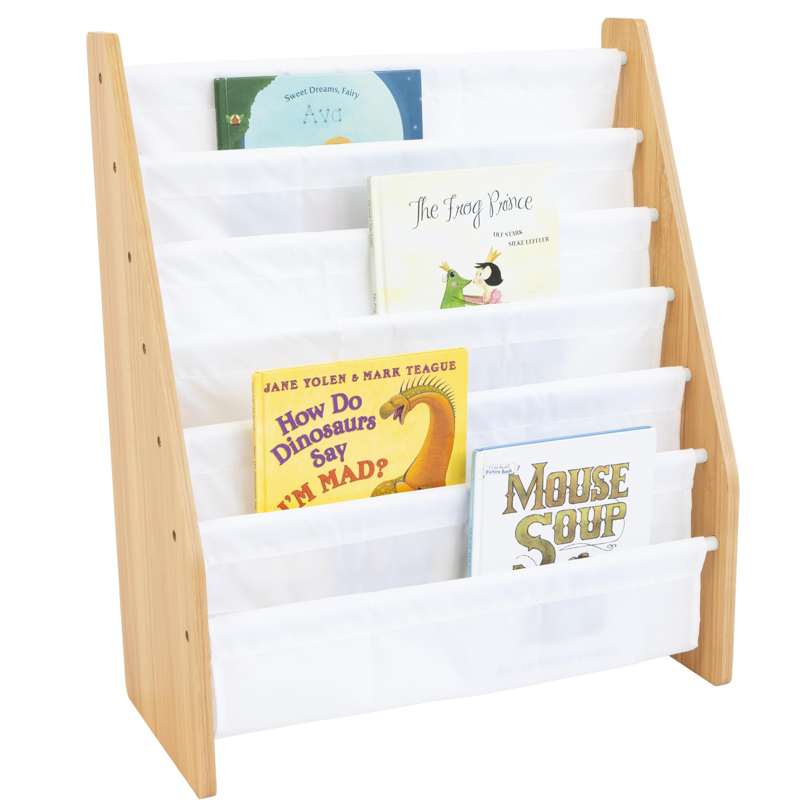 Humble Crew Kids Bookshelf 6-Tier Book Rack Organizer, 6 Tiers, White/Natural 
