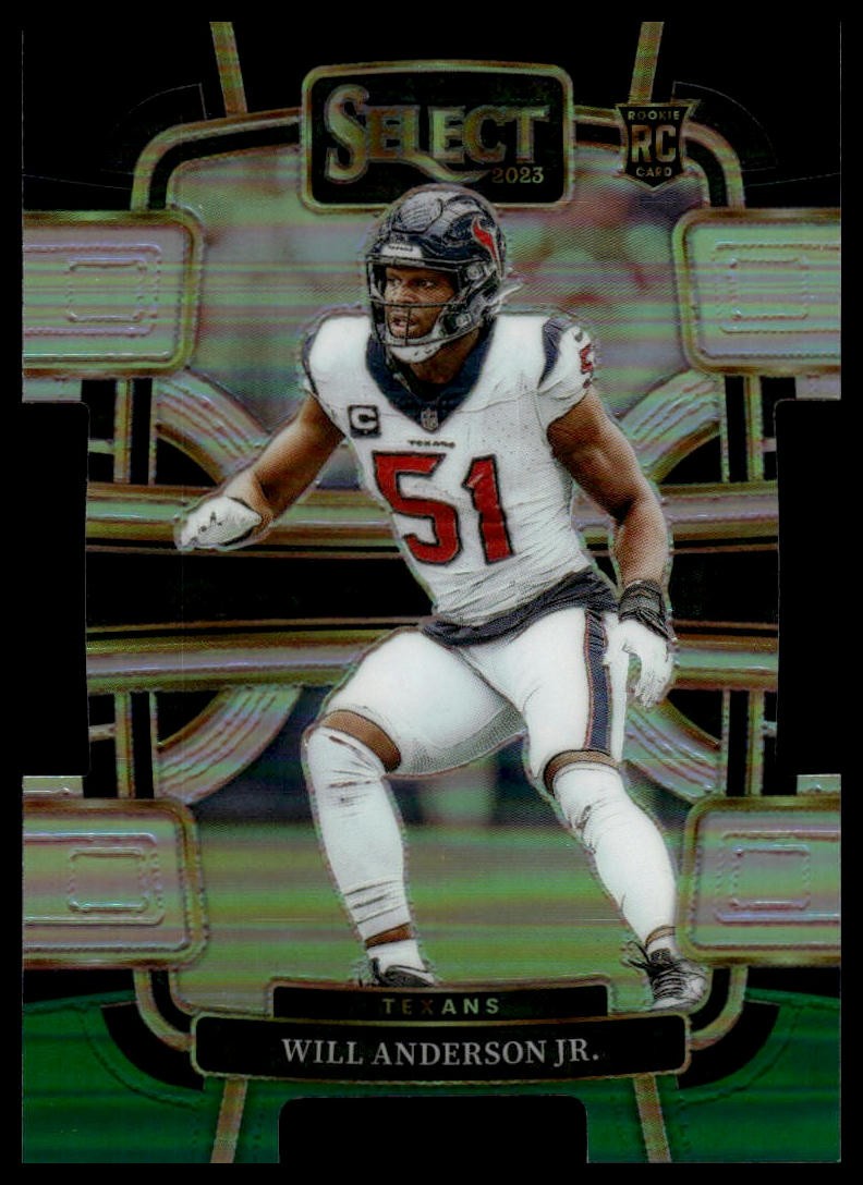 2023 Panini Select #40 Will Anderson Jr. Black and Green Prizms Die Cuts