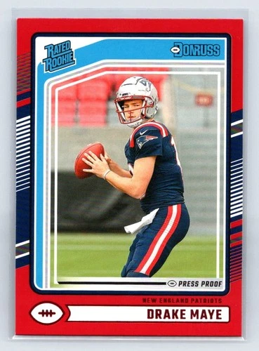 Drake Maye 2024 Donruss RED PRESS Pass Rated ROOKIE RC Color Match - NE Patriots